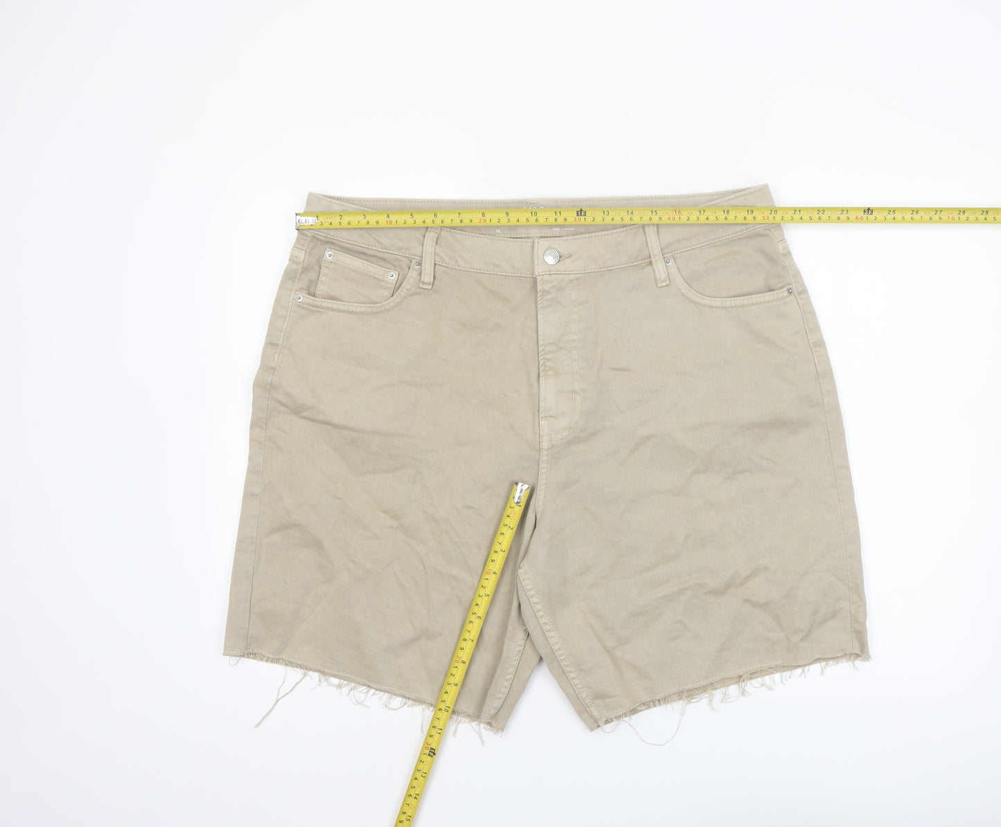 Marks and Spencer Women Beige Size 20 Bermuda Cotton Shorts