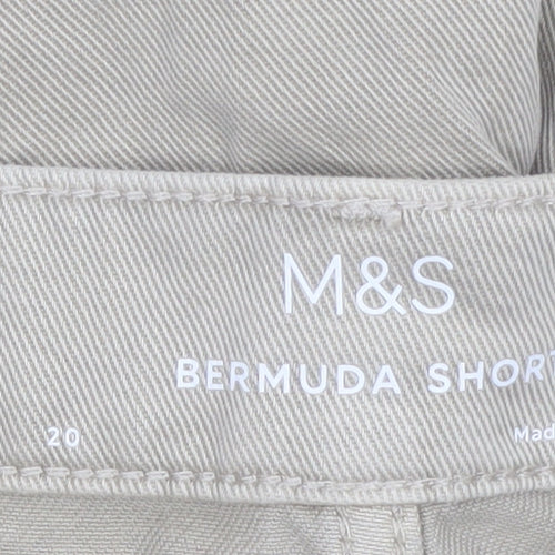 Marks and Spencer Women Beige Size 20 Bermuda Cotton Shorts