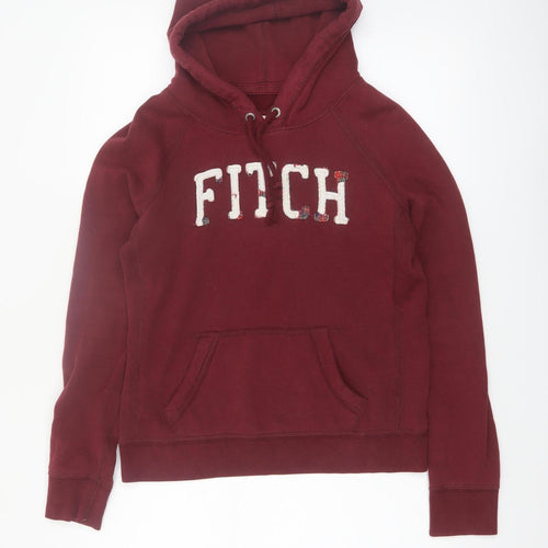 Abercrombie & Fitch Womens Burgundy Hoodie L Pullover Cotton Blend
