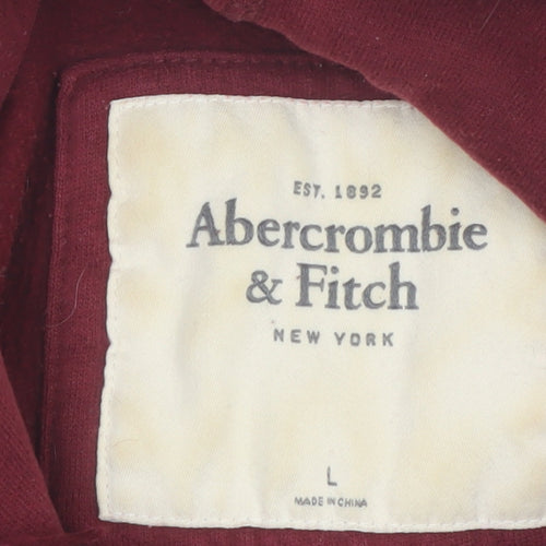 Abercrombie & Fitch Womens Burgundy Hoodie L Pullover Cotton Blend