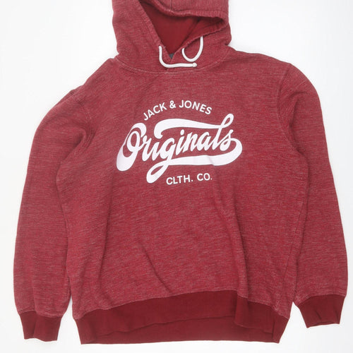 Jack & Jones Mens Red 2XL Pullover Hoodie Sweatshirt