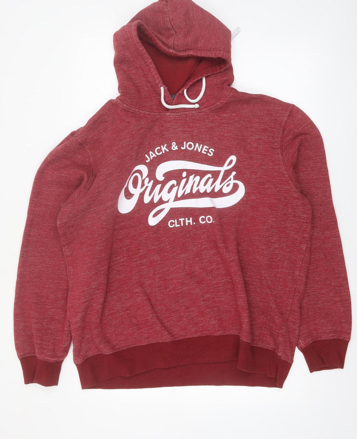 Jack & Jones Mens Red 2XL Pullover Hoodie Sweatshirt