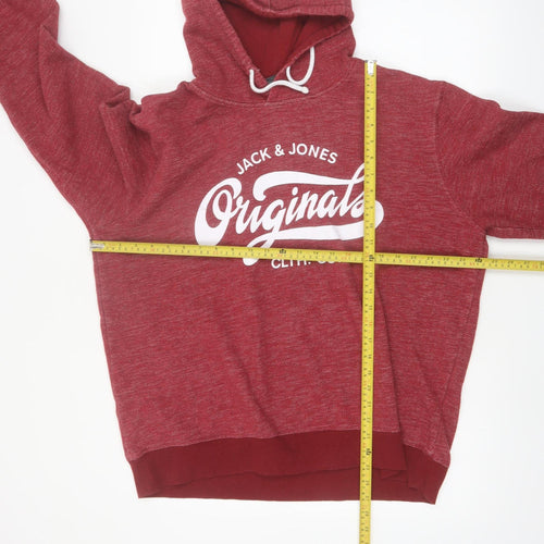 Jack & Jones Mens Red 2XL Pullover Hoodie Sweatshirt