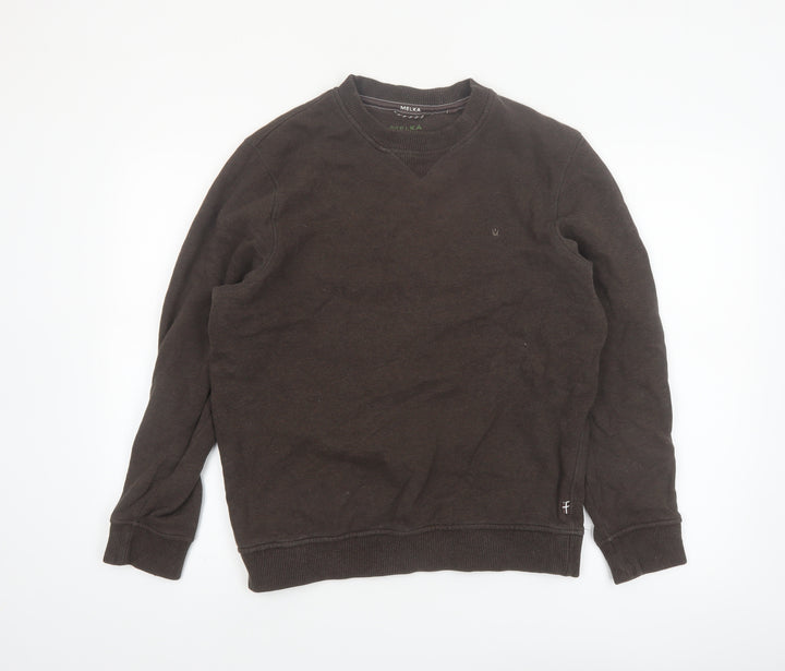 Melka Men's Brown Crew Neck Pullover Sweatshirt Size S
