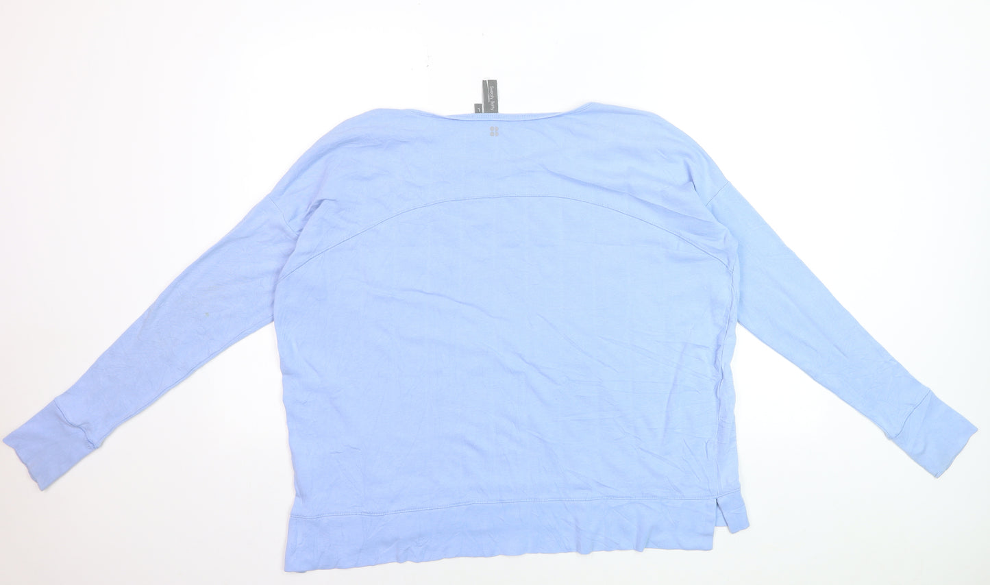Sweaty Betty Women Blue Cotton Modal Long Sleeve Pullover Sweatshirt Size L
