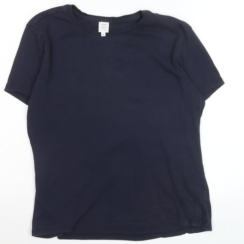John Lewis Women Navy Blue Cotton Crew Neck Short Sleeve T-Shirt Size 14