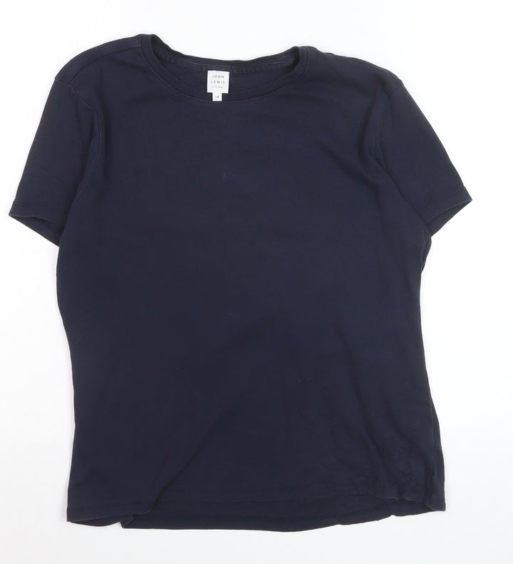 John Lewis Women Navy Blue Cotton Crew Neck Short Sleeve T-Shirt Size 14
