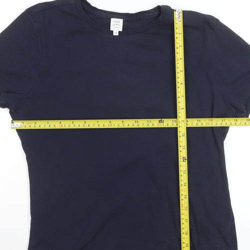 John Lewis Women Navy Blue Cotton Crew Neck Short Sleeve T-Shirt Size 14