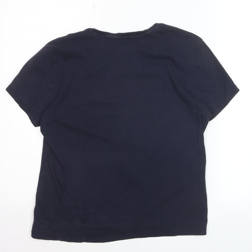 John Lewis Women Navy Blue Cotton Crew Neck Short Sleeve T-Shirt Size 14