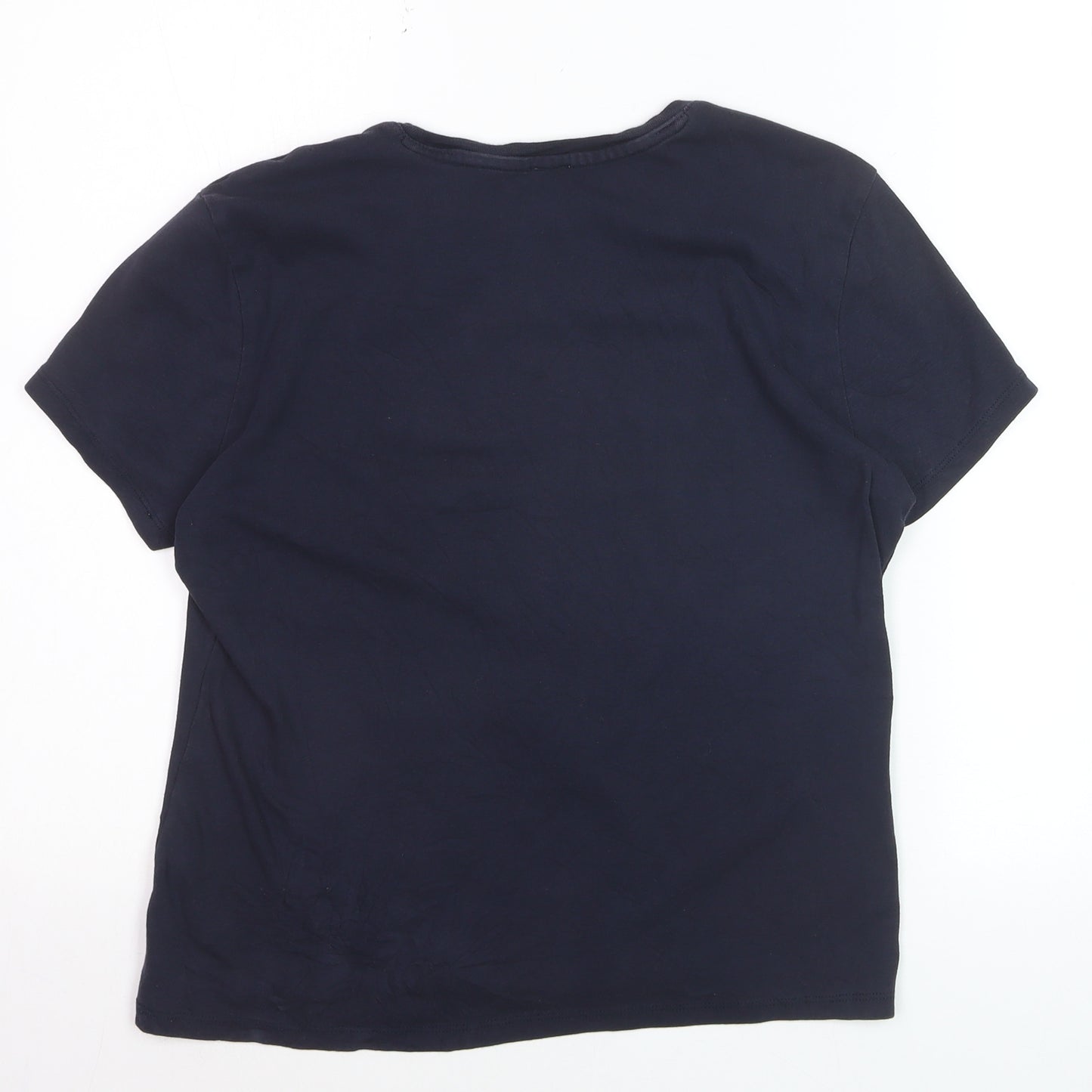 John Lewis Women Navy Blue Cotton Crew Neck Short Sleeve T-Shirt Size 14