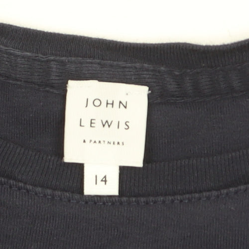 John Lewis Women Navy Blue Cotton Crew Neck Short Sleeve T-Shirt Size 14