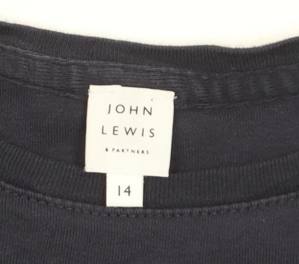 John Lewis Women Navy Blue Cotton Crew Neck Short Sleeve T-Shirt Size 14