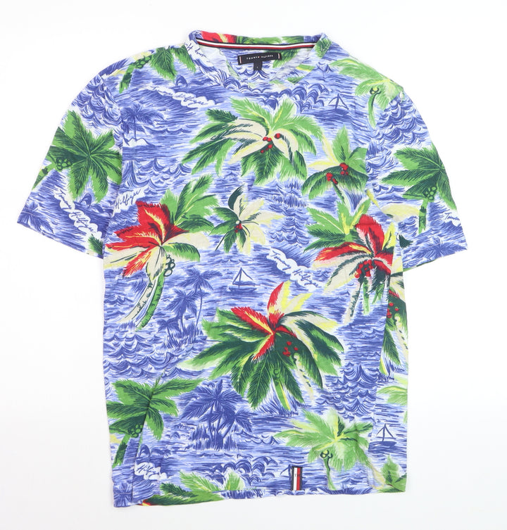 Tommy Hilfiger Men's Multicoloured Hawaiian Beach Print Cotton T-Shirt L