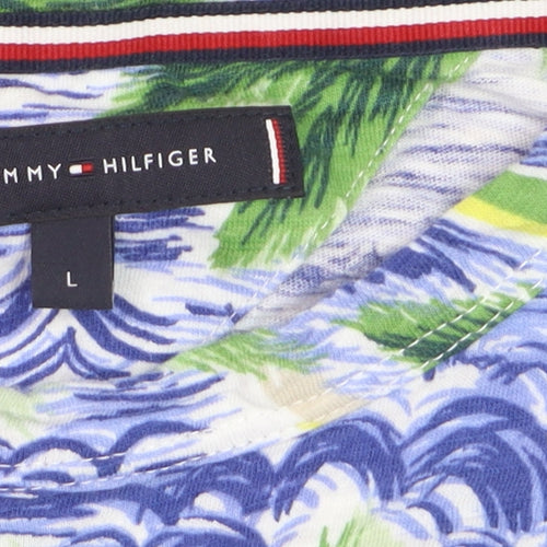 Tommy Hilfiger Men's Multicoloured Hawaiian Beach Print Cotton T-Shirt L