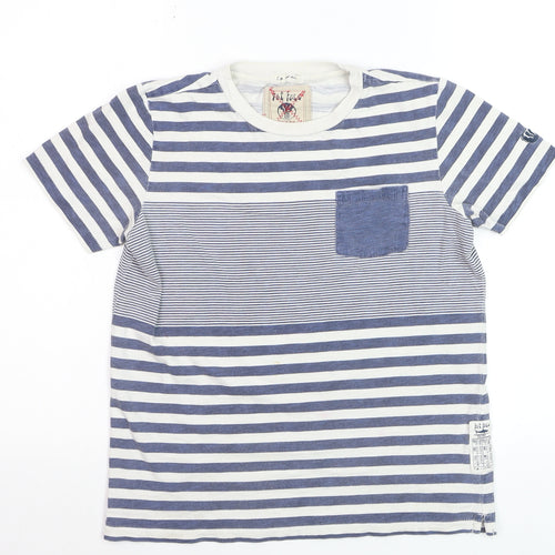 Fat Face Boys Blue Striped Cotton T-Shirt 12-13 Years Nautical Summer Top