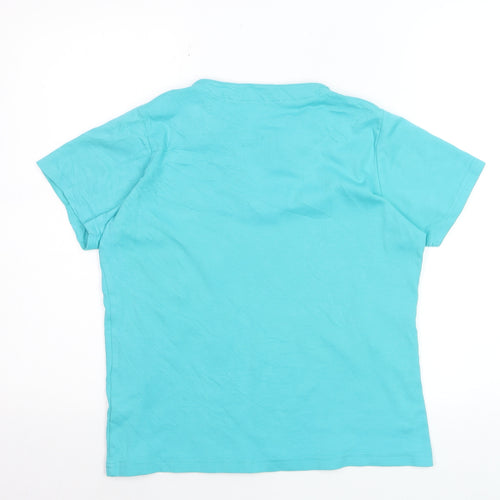 Isle Women’s Blue Cotton V-Neck Short Sleeve T-Shirt Size 14