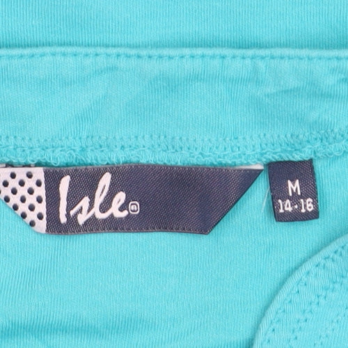 Isle Women’s Blue Cotton V-Neck Short Sleeve T-Shirt Size 14