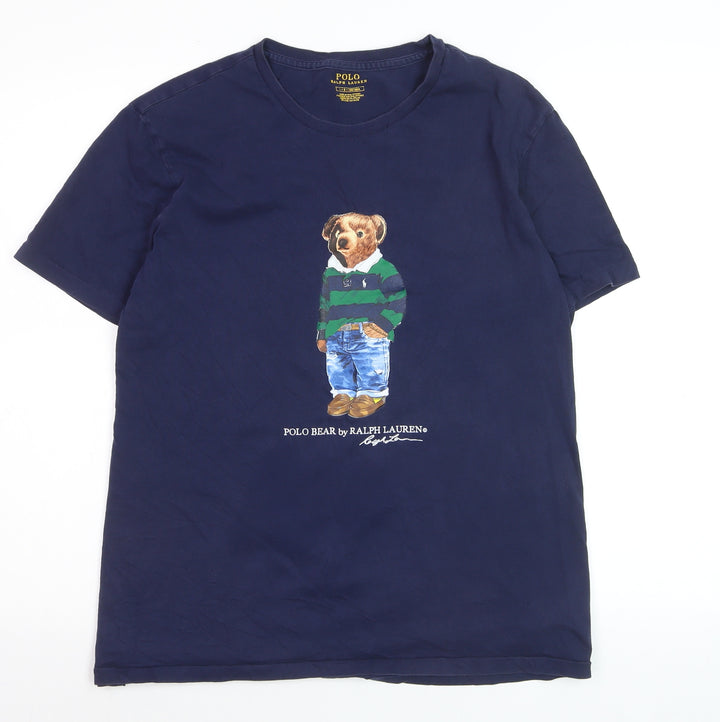 Ralph Lauren Men's Blue Polo Bear Graphic T-Shirt Size L