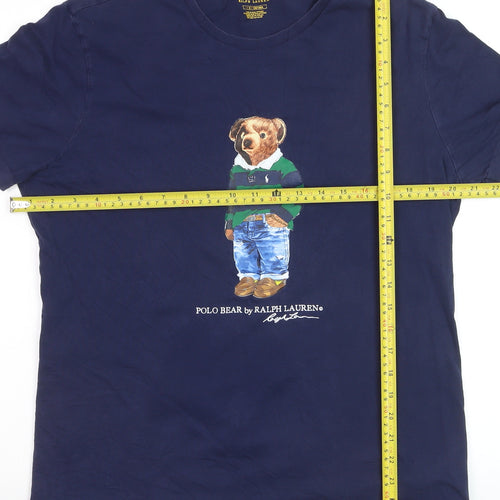 Ralph Lauren Men's Blue Polo Bear Graphic T-Shirt Size L