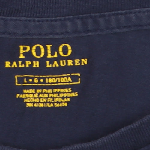 Ralph Lauren Men's Blue Polo Bear Graphic T-Shirt Size L