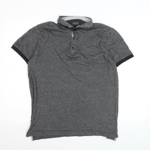 Zara Man Grey Short Sleeve Polo Shirt XL Cotton Blend