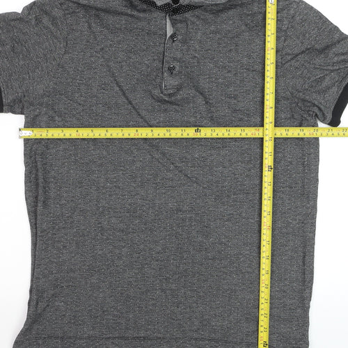Zara Man Grey Short Sleeve Polo Shirt XL Cotton Blend