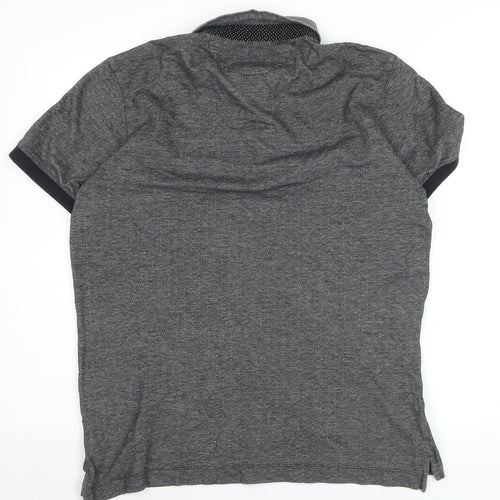 Zara Man Grey Short Sleeve Polo Shirt XL Cotton Blend