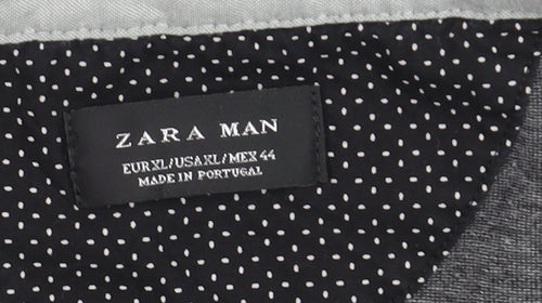 Zara Man Grey Short Sleeve Polo Shirt XL Cotton Blend