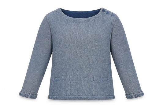Front view of Seasalt Women Blue Cotton Long Sleeve Striped Blouse, size 10