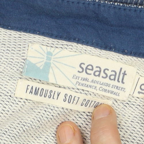Seasalt Women Blue Cotton Long Sleeve Striped Blouse Size 10