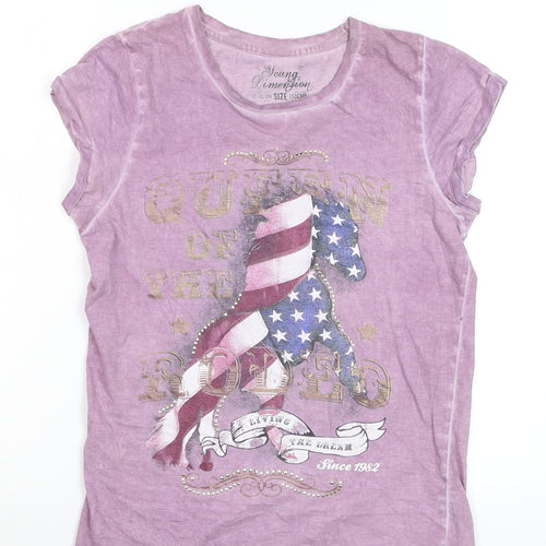 Young Dimension Teens Purple Rodeo Graphic Cotton T-Shirt Size 12