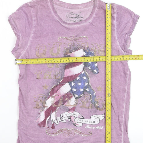 Young Dimension Teens Purple Rodeo Graphic Cotton T-Shirt Size 12