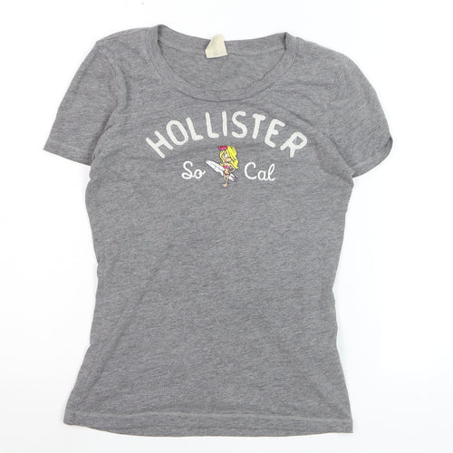 Hollister Women's Grey Slim Fit T-Shirt Small Casual Crew Neck