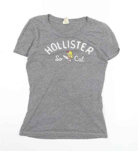 Hollister Women's Grey Slim Fit T-Shirt Small Casual Crew Neck