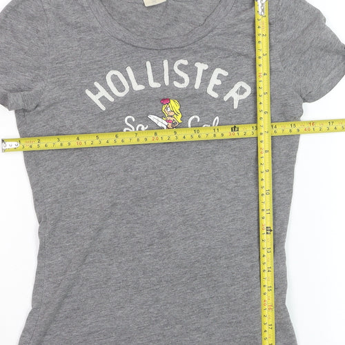 Hollister Women's Grey Slim Fit T-Shirt Small Casual Crew Neck