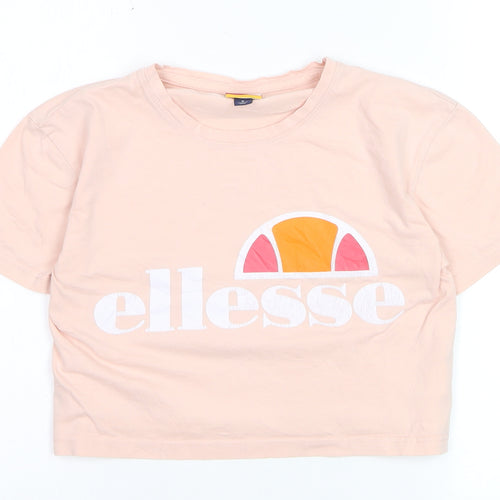 Ellesse Women's Beige Cropped Logo T-Shirt Size 8