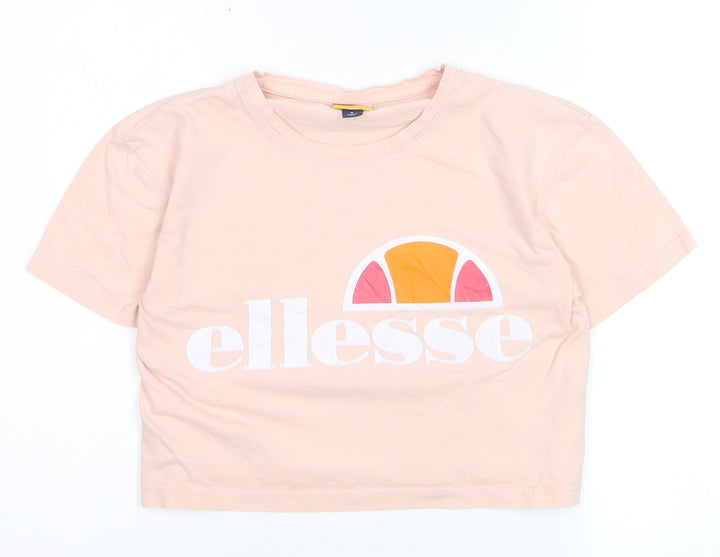 Ellesse Women's Beige Cropped Logo T-Shirt Size 8