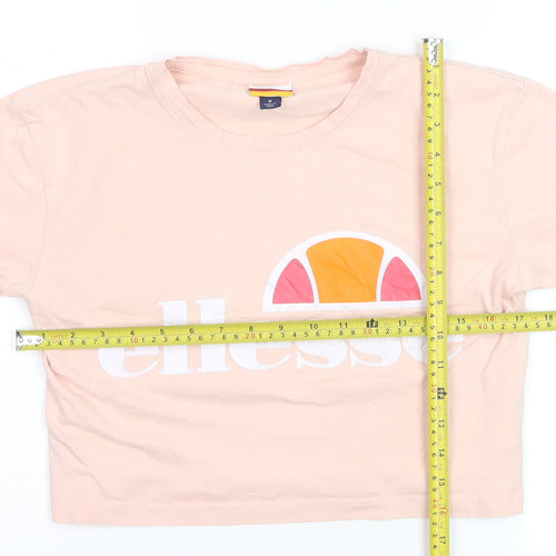 Ellesse Women's Beige Cropped Logo T-Shirt Size 8