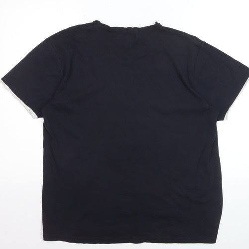 FCUK Jeans Men's Black V-Neck Cotton T-Shirt Size L Casual