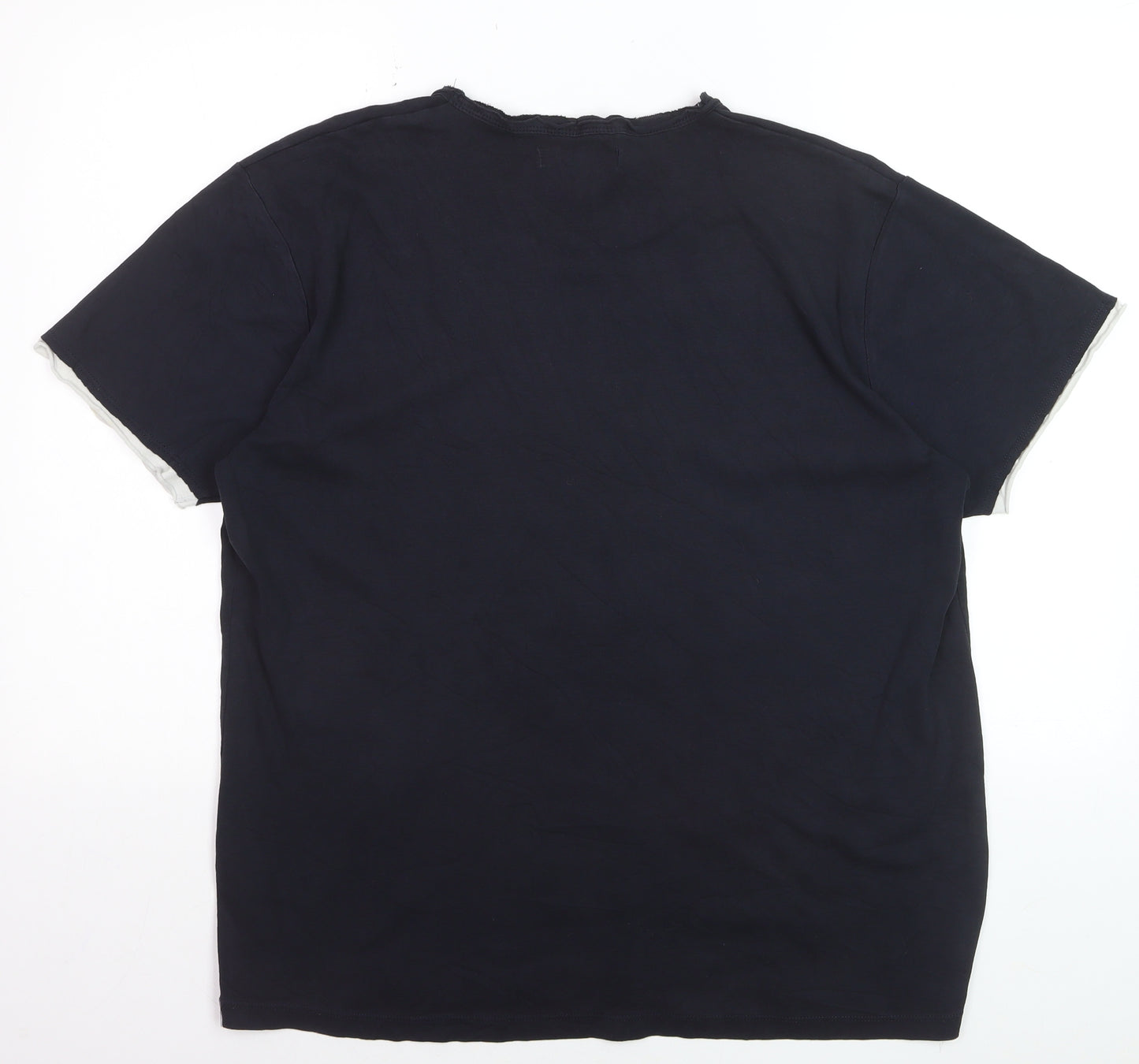 FCUK Jeans Men's Black V-Neck Cotton T-Shirt Size L Casual