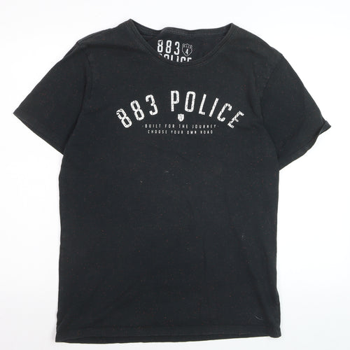 883 Police Men's Black Short Sleeve Crew Neck Logo T-Shirt L