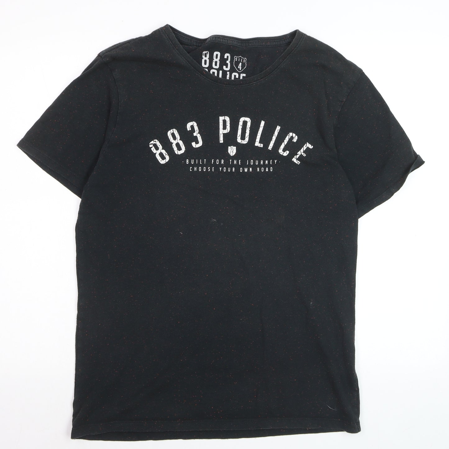 883 Police Men's Black Short Sleeve Crew Neck Logo T-Shirt L
