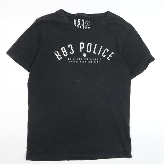 883 Police Men's Black Short Sleeve Crew Neck Logo T-Shirt L