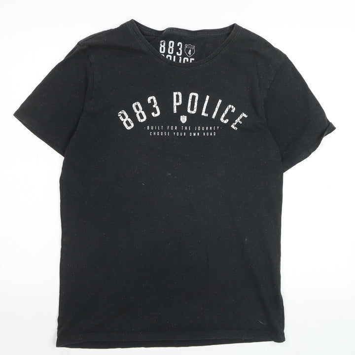 883 Police Men's Black Short Sleeve Crew Neck Logo T-Shirt L