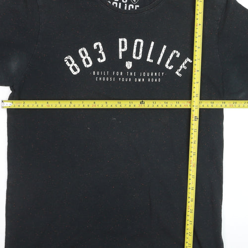 883 Police Men's Black Short Sleeve Crew Neck Logo T-Shirt L