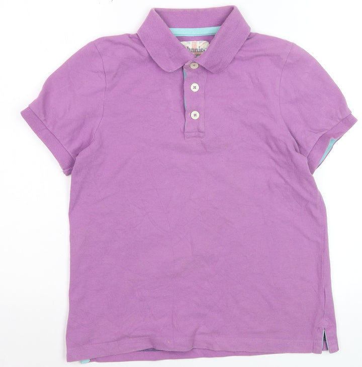 Johnnie b Girls Purple Cotton Polo Shirt 11-12 Years Collared Short Sleeve