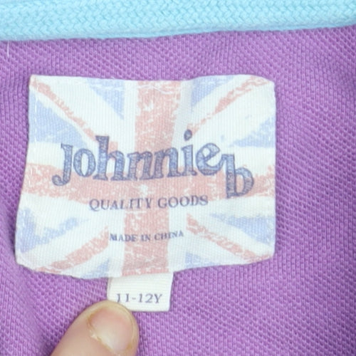 Johnnie b Girls Purple Cotton Polo Shirt 11-12 Years Collared Short Sleeve