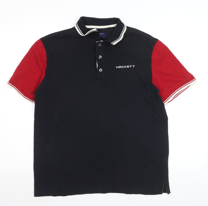 Hackett Golf Men's Navy & Red Cotton Polo Shirt Size L