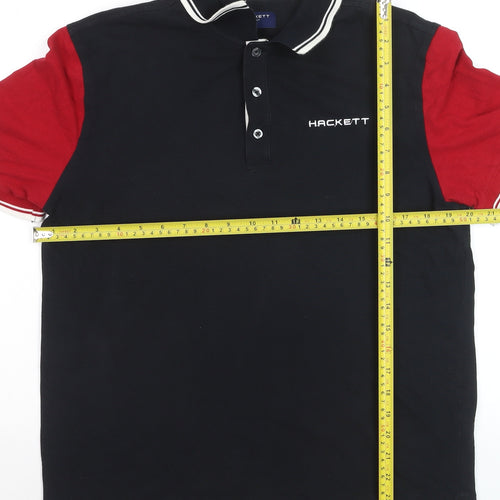 Hackett Golf Men's Navy & Red Cotton Polo Shirt Size L