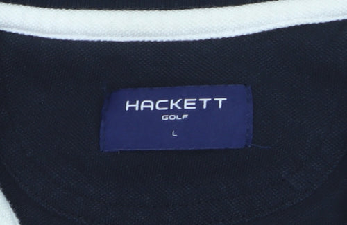 Hackett Golf Men's Navy & Red Cotton Polo Shirt Size L